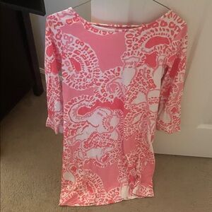 Lilly Pulitzer Pink and White Patterned Boatneck Tunic